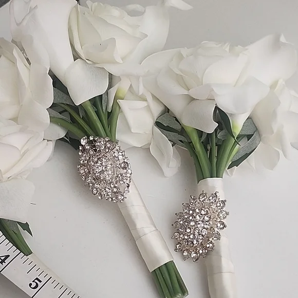 Wedding Beautiful Bride Bridal bouqet Real Touch Forever Flowers Bridesmaid 1pc - Picture 12 of 14